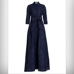 Teri Jon by Rickie Freeman Metallic Jacquard Gown